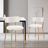 HAIZAO Boucle Dining Chairs Set of 2, Modern Round Upholstered Dining Chairs, Curved Backrest Kitchen Dining Room Chairs, Mid-Ce