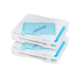 IRIS USA Board Game Storage Craft Organizer Box with Snap-Tight Latch Lid, 2-Pack Portable Plastic Case Bin for Puzzles, Magazin