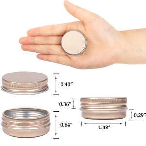 0.5 oz Screw Top Aluminum Tin Jar with Screw Lid and Blank Labels (Champange - Pack of 32)