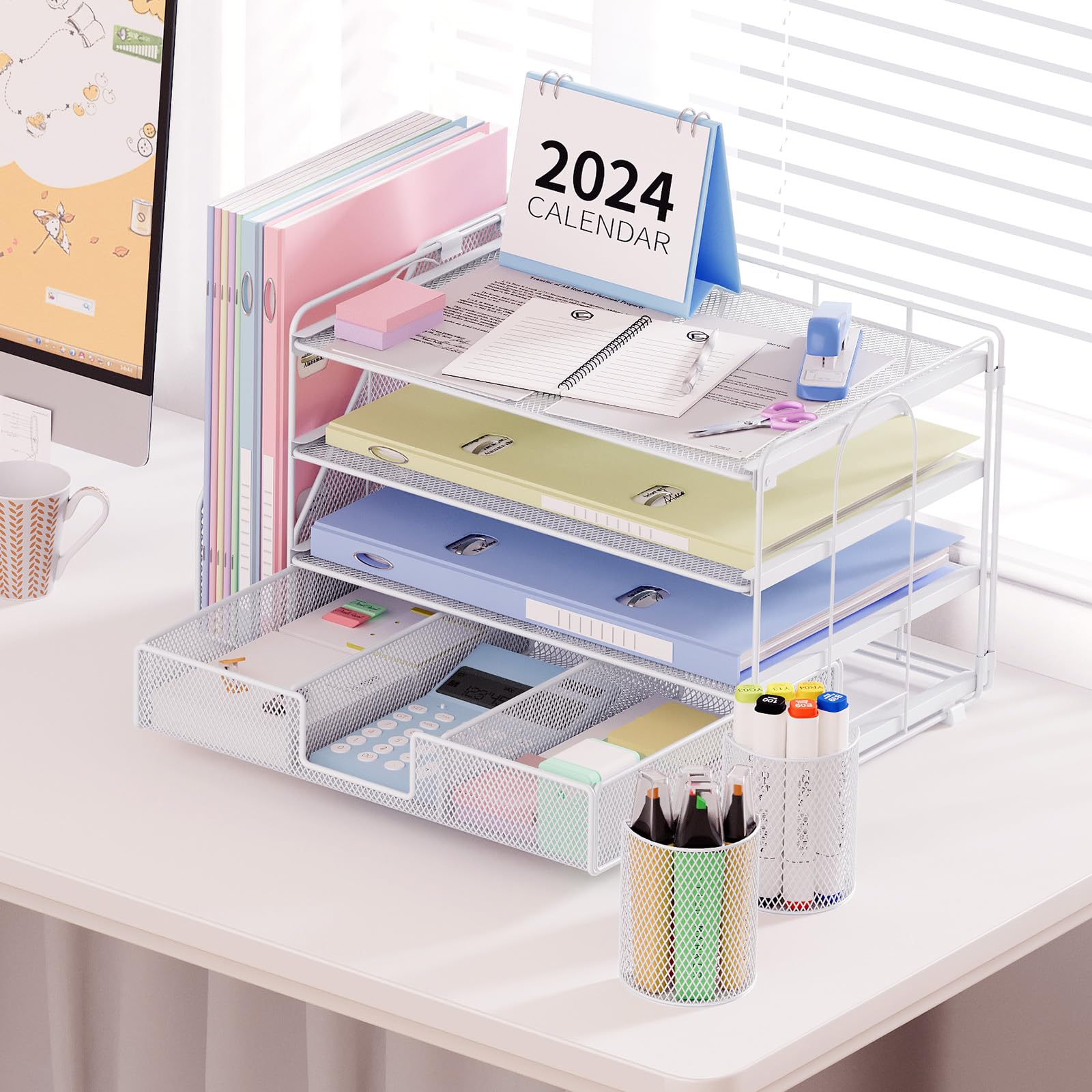 OPNICE Desk Organizers and Accessories, Desk Accessories & Workspace Organizers for Office Supplies, File Organizer Desk Drawer