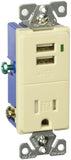 Eaton TR7740LA-BOX Combination USB Charger with Tamper Resistant 15A 125V Receptacle, Light Almond