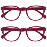 OPULIZE POP Reading Glasses for Women Men,Scratch Resistant Round Matt Frame with Spring Hinges, Pink +2.00 (Pack of 2)