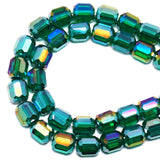 DIQIO 8x9mm Sparkle Barrel Faceted Crystal Beads (77-82pcs, Peacock Green)