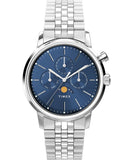 Timex Mens Marlin Moon Phase 40mm Watch - Stainless Steel Bracelet Blue Dial Stainless Steel Case