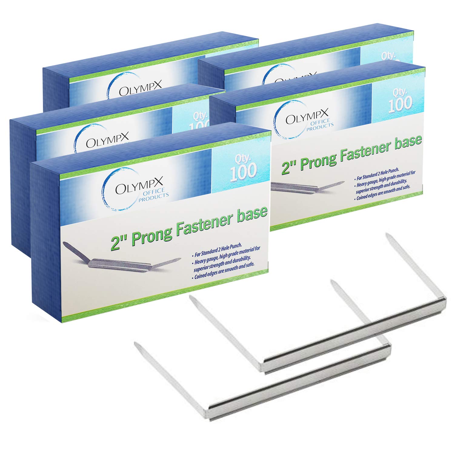 OLYMPX 500 Pcs of 2 Capacity Premium Metal Prong Paper Fastener Bases, 2.75 Inch Base for Paper File Clip Folder Accessories, 