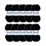 Buvemu Eyelash Fun Fur Yarn 100 Gram (3.53 Ounces) 175 Yards (160 Meters) (Black - 10 Skeins)