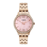 Timex Analog Watch For Women With Pink Dial & Rose Gold Stainless Steel Bracelet Band - Water Resistant Women'S Wrist Watches -T