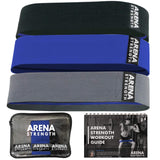 Arena Strength Fabric Glute Bands - Hip Bands for Legs and Butt (3 Pack) Hip Resistance Bands for Men | Leg Resistance Bands for Working Out Including Workout Guide & Travel Case-New