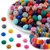 Kovict 200Pcs 14mm Silicone Beads, Silicone Lentil Beads for Necklace Bracelet Making, Silicone Spacer Beads for Keychain Making