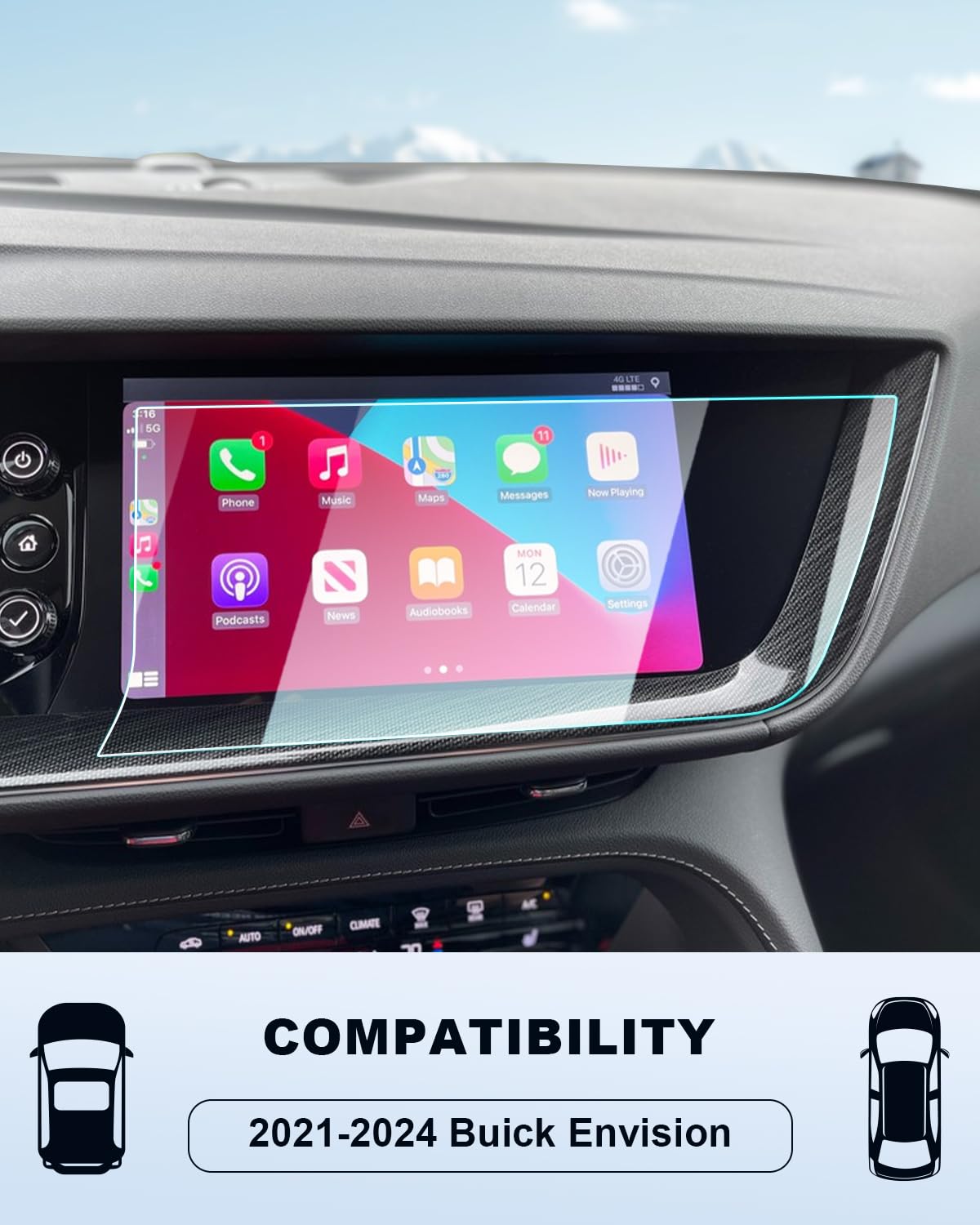BIXUAN Tempered Glass Screen Protector for 2021-2024 Buick Envision Essence/Avenir/Preferred Accessories Navigation 10.2 Inch To