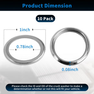10 Pcs M16 Oil Drain Plug Gaskets Crush Washers Seals Rings Fits for Subaru Outback Legacy Impreza Forester BRZ XV Crosstrek, Re
