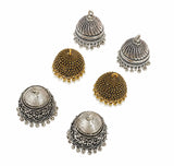 Radhesh Creation Mixed Oxidized Silver And Antique Gold Jhumka Caps For Jewelry Making, Diy Crafting & Ethnic Earrings, Assorted