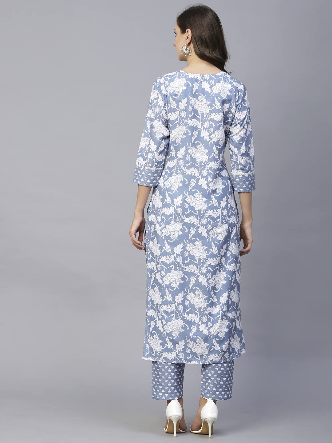 Gosriki Women'S Cotton Blend Printed Straight Kurta With Pant (Pustak Navy Blue-Nw-Gs_5Xl_Navy Blue_Xxxxx-Large),Navy Blue,5,B0C411F732