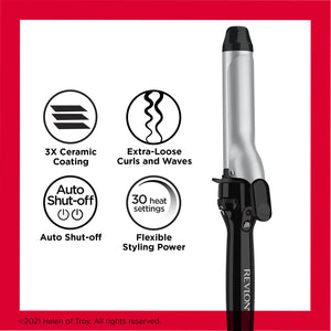 Revlon Perfect Heat Triple Ceramic Curling Iron | For Silky Smooth Tousled Curls (1-1/4 In)