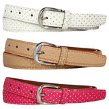Sidewok Combo Of 3 Polka Dot Print Casual Sleek Belts For Women(SdwkGlblBTanWhtPnk)