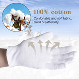 100% Cotton Gloves, 6 Pairs White Cotton Gloves For Women Dry Hands Eczema Serving - Archival Coin Jewelry Inspection Gloves (6