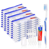SLequipo Disposable Toothbrushes with Toothpaste Individually Wrapped,Travel Kit with Plastic Zip Bag,Toothbrush Head Cover, Flo