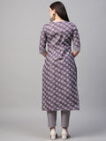 Gosriki Women'S Cotton Blend Printed Straight Kurta With Pant (Funnu Purple-Nwfb08-Gs_M_Purple_Medium),Purple,,B0BTJ4W59D