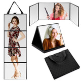 Burbell 3 Way Foldable Full Length Mirror with Handle Leather 31.89 x 11.22 Inches Portable Hanging Travel Mirror Rectangular fo