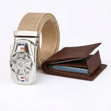 Tpm Navy Blue MenS AutoLock Web Belt With Sleek Matte Black Minimalist Buckle