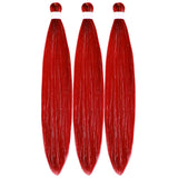 Gozill Red Tinsel Braiding Hair Pre stretched Prestretched Twist Braiding Hair Extensions Colored Hypoallergenic Synthetic Ez Br