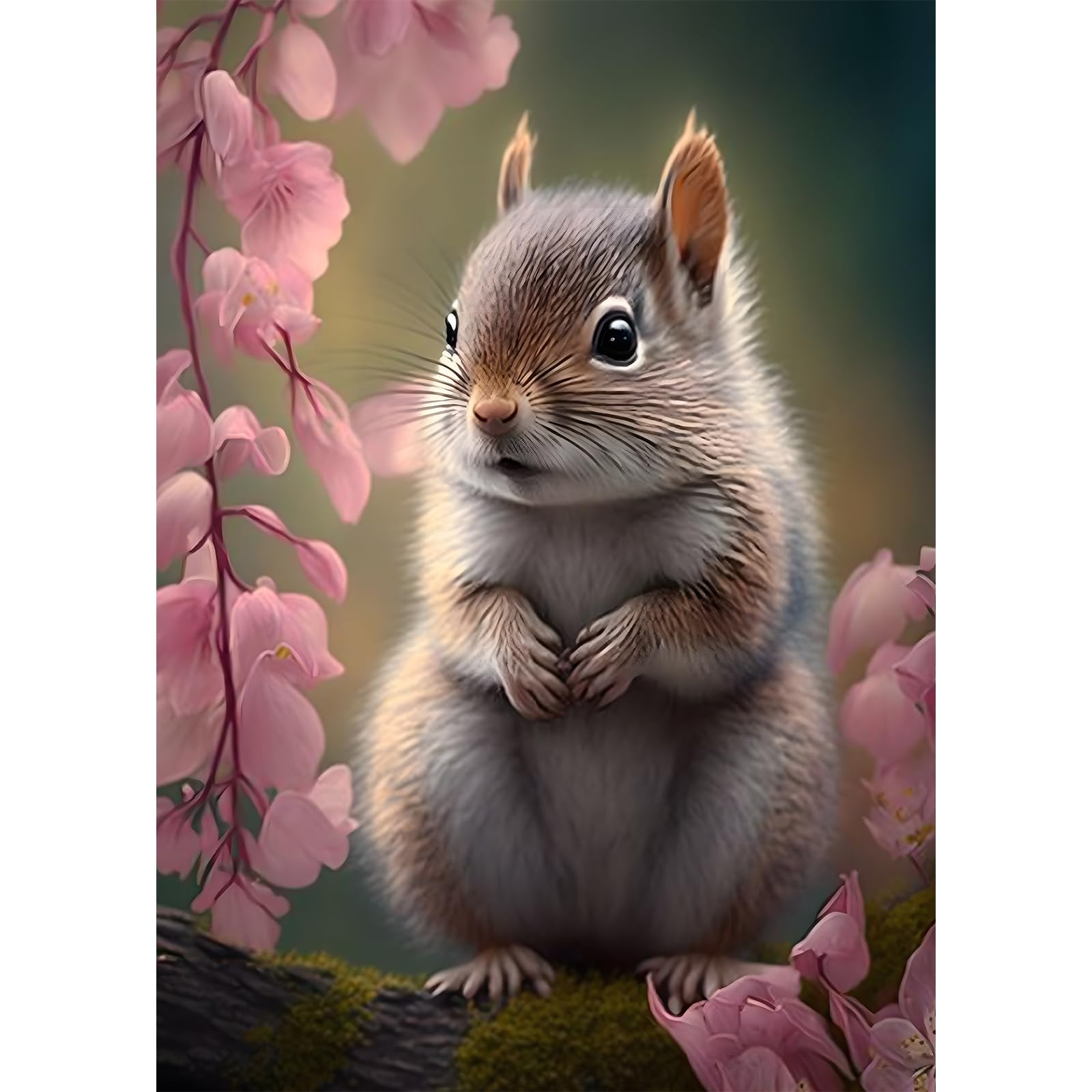 RICUVED Animal Diamond Art, Flowers Diamond Art Kits for Adults, Squirrel Diamonds Art Kits Full Round Drill Diamond Art Gem Art