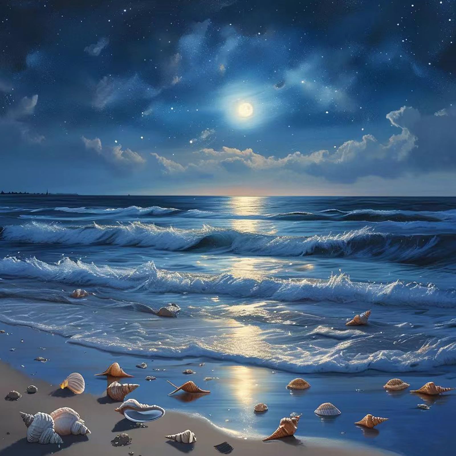 hill froeistung Sea Diamond Art Painting Kits for Adults,Beach Diamond Art Kits for Beginners, 5D DIY Round Full Drill Diamond D