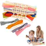 Eray Montessori Wooden Lacing & Weaving Busy Board for Kids Ages 3+, Sensory Educational Toy for Fine Motor Skills, Open-Ended P