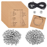 UNICRAFTALE Stainless Steel Morse Code Bracelet Making Kit 200Pcs Round Spacer Beads 200Pcs Long Tube Beads 10Pcs Morse Code Dec