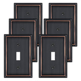 Oil Rubbed Bronze Decorative Light Switch Covers Plate, Metal Material 1 Gang Wall Plates for Light Switch, Single Toggle Switch