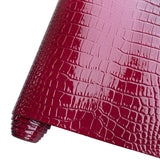 HYANG Dark Red Glossy Embossed Crocodile Texture PU Faux Leather Roll 11.8 x 53 Very Suitable for Making Crafts, Leather Earring