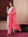Gosriki Women'S Rayon Blend Embroidered Straight Kurta With Pant & Dupatta (Baad Green-Vks07-Gs_L_Green_Large),Green,,B0DM1XGZHN