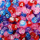 500PCS Letter Beads 4x7mm Acrylic Colorful Transparent Alphabet Beads Vowel Letters A E I O U for Jewelry Making Bracelet
