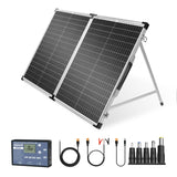 DOKIO Foldable Solar Panel 100 Watt Monocrystalline Solar Suitcase Portable with Controller to Charge 12V Batteries (All Types: 