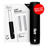 Flint Classic Black Retractable Mini Lint Roller with 90 Extra Sticky Sheets, Small and Portable Lint Roller, Ideal Pet Hair Rem