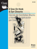Dritz SewOn Skirt Hook & Eye Closures 4/Pkg, Nickel