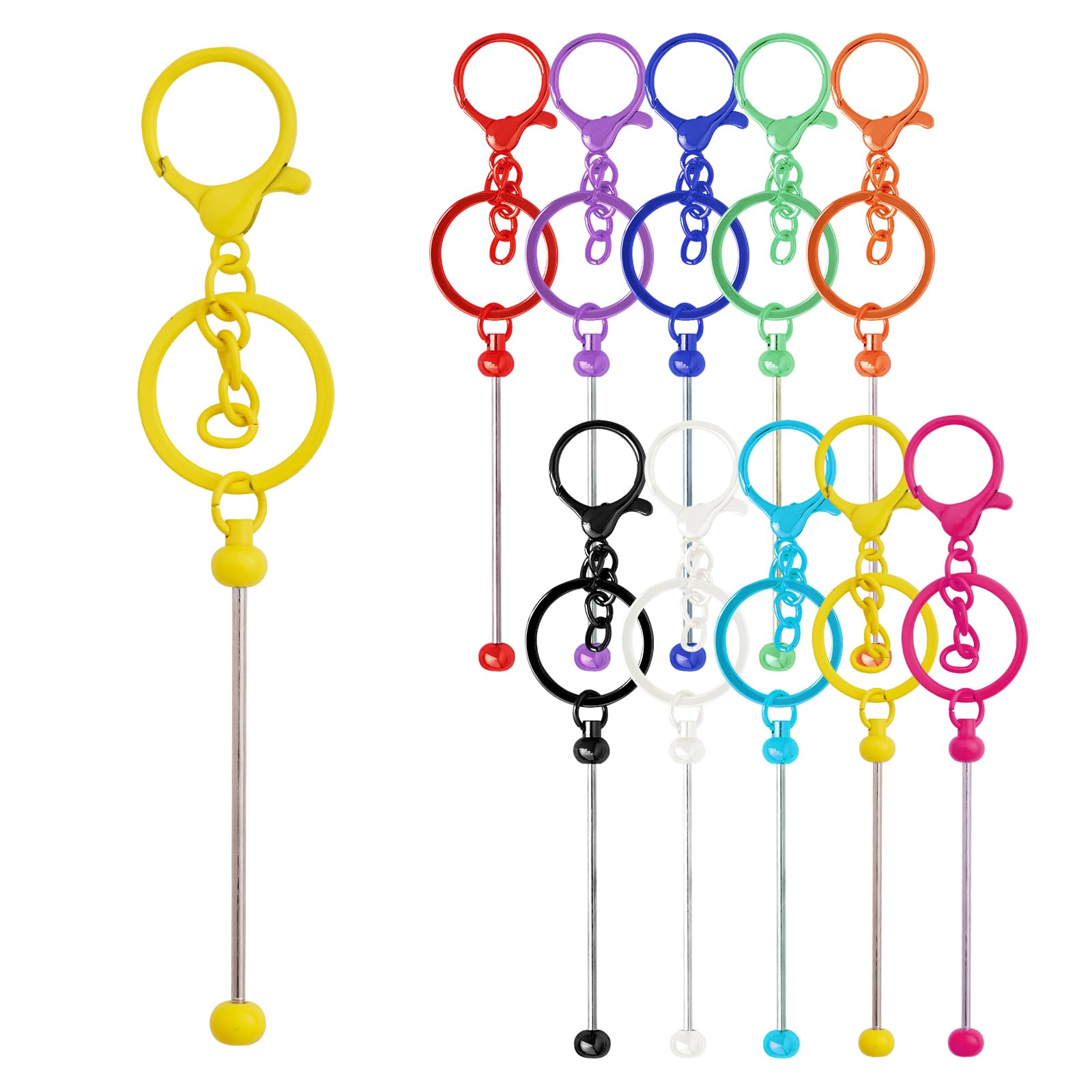 10Pcs Beadable Keychains Bars Beadable Keychains Making Kits for DIY Crafts Thank You Gifts