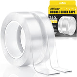 Extra Strong Double Sided Tape Heavy Duty (2 Rolls, Total 20 FT), Clear Removable Two Sided Nano Tape Adhesive, Double Stick Mou