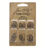 Tim Holtz Ideaology Metal Jump Rings, 75 Rings per Pack, 36 of the 5/16 Inch and 39 of the 3/8 Inch, Antique Finishes, TH92726