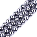 GEM-Inside 10mm AAA Grade Polished Smooth Silver Gray Shine Terahertz Spacer Beads for Jewelry Making Full 15 Strand Power Energ