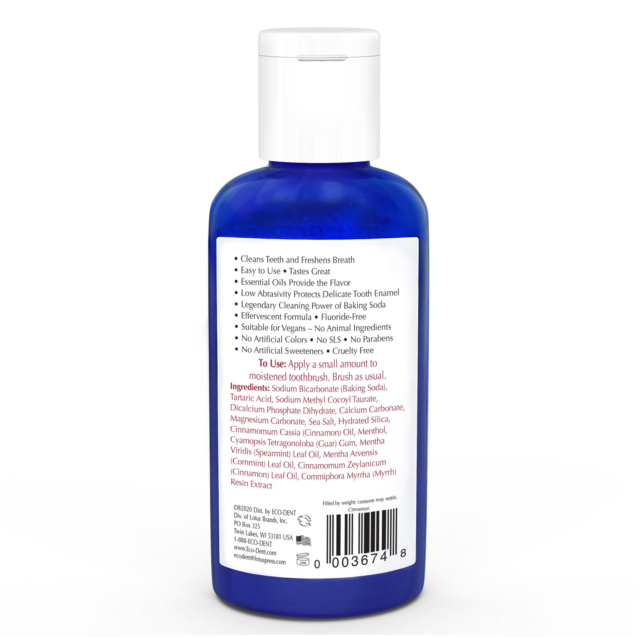 Eco-Dent DailyCare Baking Soda Toothpowder, Cinnamon - Fluoride-Free Toothpaste Powder, SLS-Free Tooth Powder with Baking Soda,