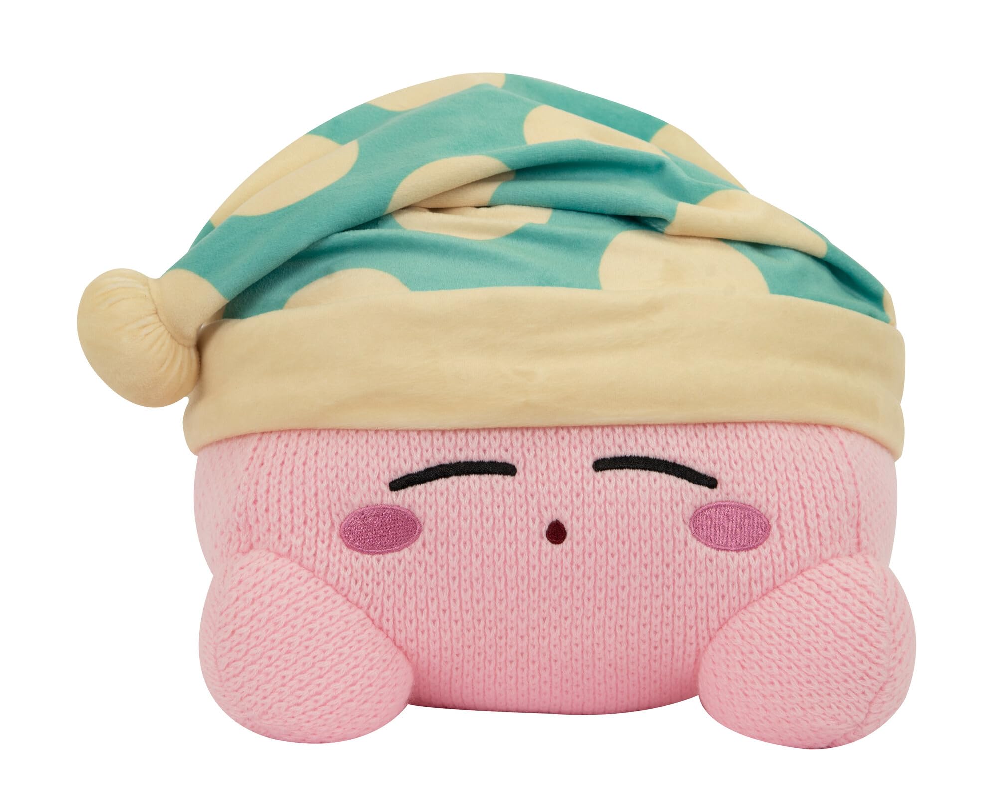 Tomy Nuiguru Knit Kirby Plush - Sleeping Kirby Plushie - Knit And Crochet Plushies - Collectible Crochet Stuffed Animals - Soft 