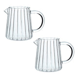 CHOOLD Elegant Wave Shaped Glass Creamer and Serving Pitcher for Coffee, Milk, Sauce - Kitchen Jug Set of 2, 8.5 oz