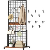 HOOBRO Gridwall Panel Units 5.6' x 2.1' Ft, Movable Grid Display Rack, Wire Grid Display Stand with 5 S Hooks & 5 Garment Hooks,