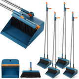 Suclain 4 Set 8 Pcs Broom and Dustpan Set 47 Inch Long Handle Brooms for Sweeping Indoor Household Dustpans for Indoor Outdoor K