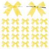 50 Counts Yellow Twist Tie Bows 3.1 Pre-Tied Satin Ribbon Bow Decor Mini Twist Tie Bows for Gift Wrapping Treat Bags Cake Bridal