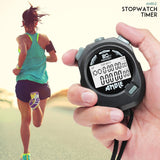Stopwatch, Amble Countdown Timer and Stopwatch Record 20 Memories Lap Split Time with Tally Counter and Calendar Clock with Alar