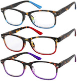 Success Eyewear Reading Glasses Set of 3 Great Value Spring Hinge Readers Men and Women Glasses for Reading Set of Red, Blue, Pu