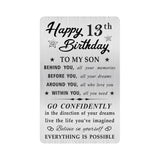 MOQIYXL 13th Birthday Card for Son, 13 Year Old Gifts for Son Engraved Wallet Card