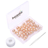 BEADIA Natural Pearl Beads Rice 7-8mm Pink Freshwater Cultured Loose Gemstone Beads for DIY Jewelry Making 13.8''/Strand HQ